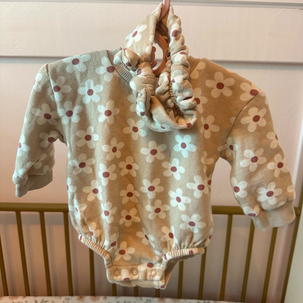 Floral Baby Onesie with Headband